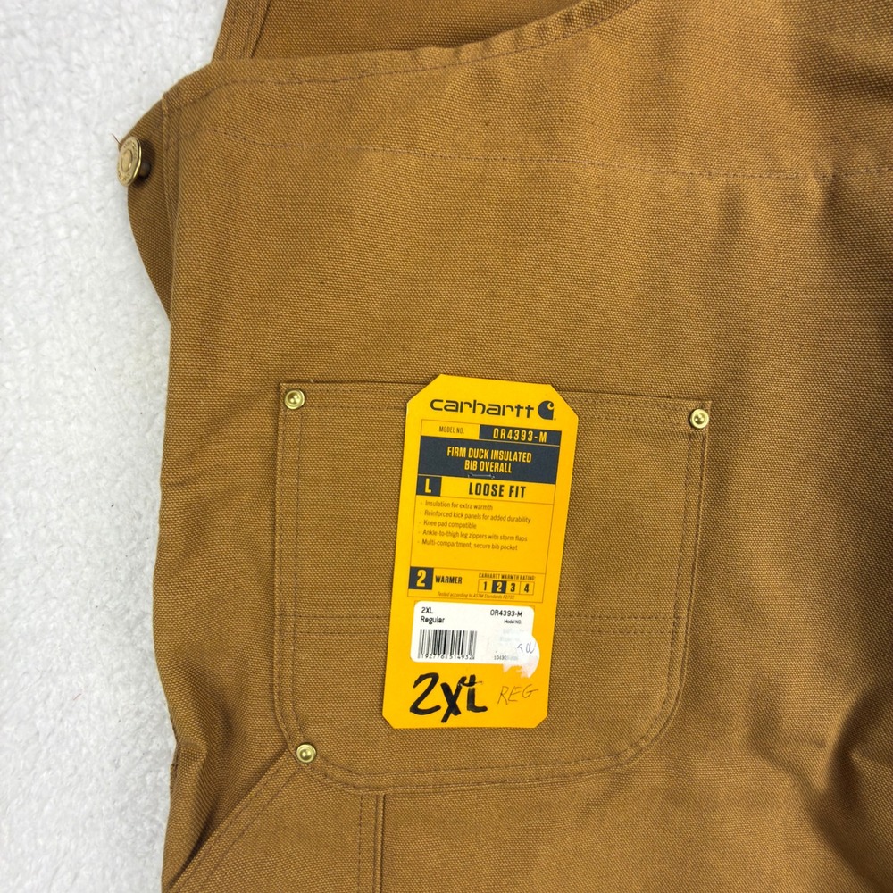 Carhartt Loose Fit Firm Duck Insulated Bibs Overalls Mens 2XL Brown NWT